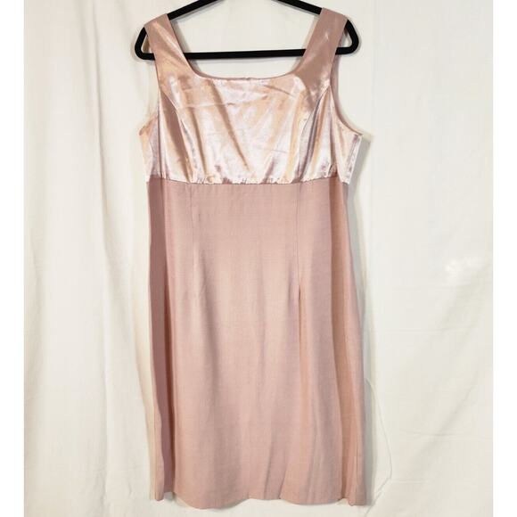 Vintage Studio 1 Size 16 $105 Pink Satin Textured Shift Dress Y2K Soft Girl - Picture 1 of 7
